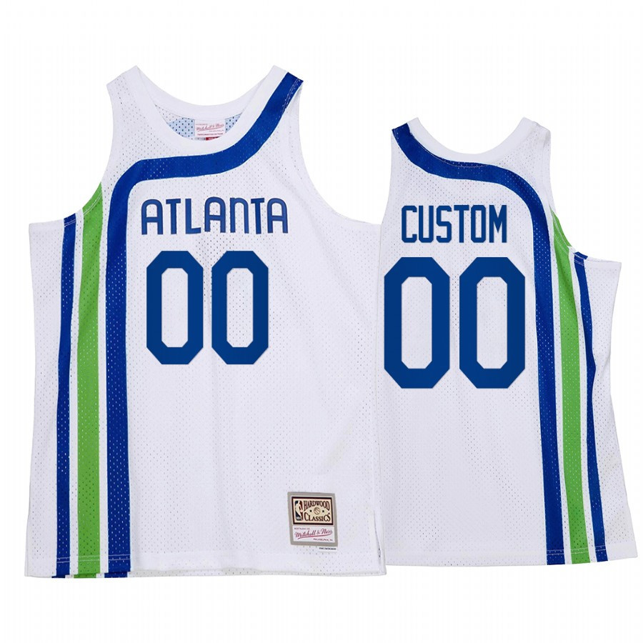 Custom 00 Atlanta Hawks HWC Throwback Jersey White - JS822
