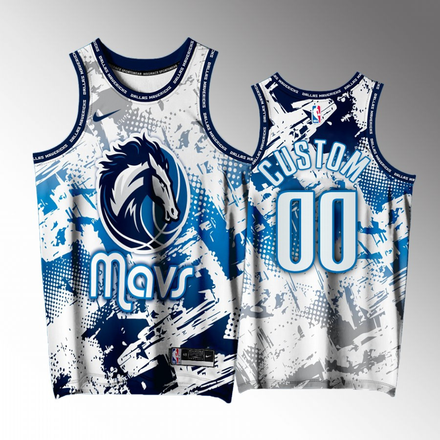 Custom 00 Dallas Mavericks White Printing Men Jersey Splash City Exclusive Edition - JS194