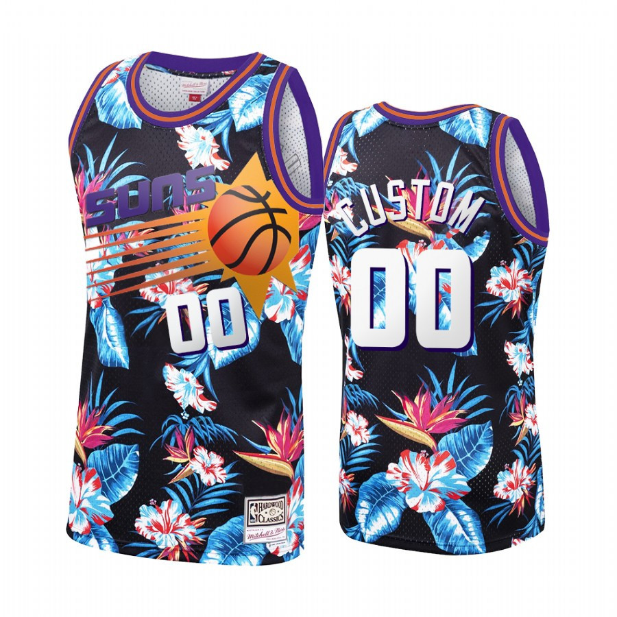 Custom 00 Phoenix Suns Black Floral Fashion Jersey - JS953