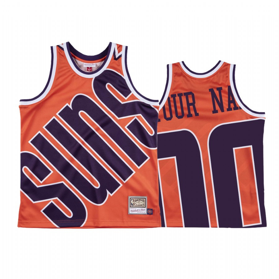 Custom 00 Phoenix Suns Hardwood Classics Orange Big Face Jersey - JS542