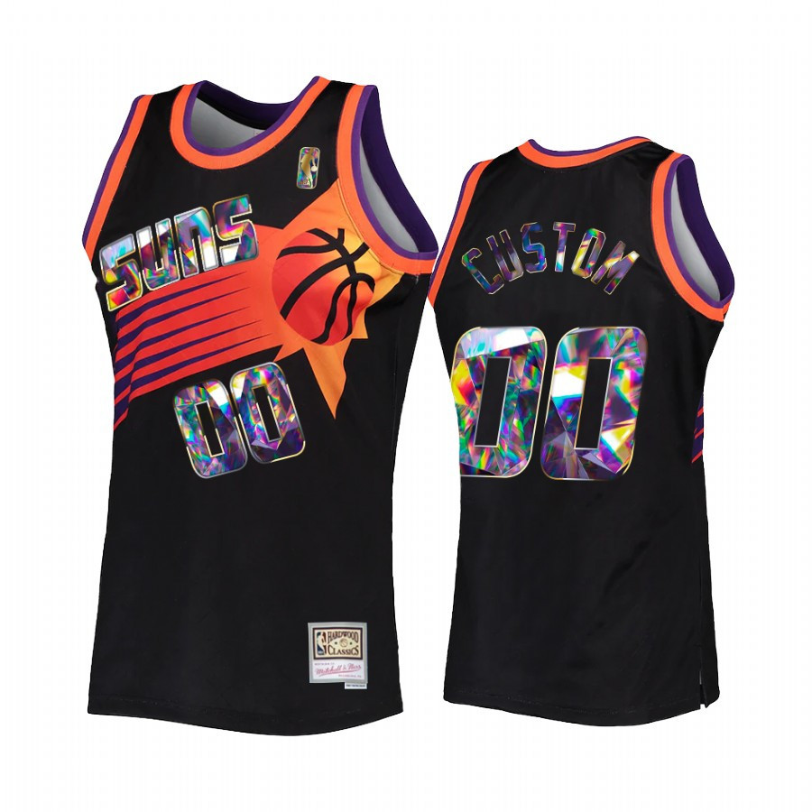 Custom 00 Phoenix Suns NBA 75th Anniversary Diamond Jersey Black - JS651