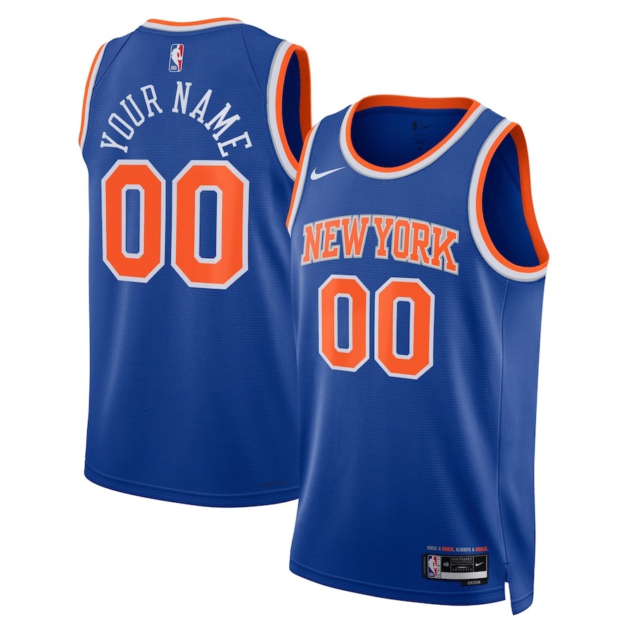 Custom New York Knicks Jersey Blue NBA Merch Player Swingman Jersey Basketball Fan Gear
