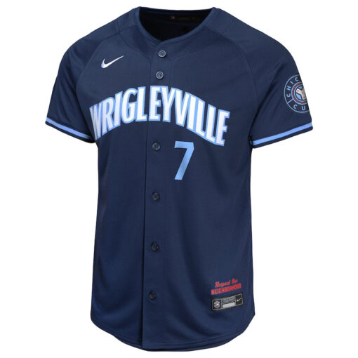 Dansby Swanson 7 Chicago Cubs City Connect Limited YOUTH Jersey - Navy - Image 2