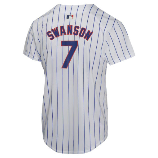 Dansby Swanson 7 Chicago Cubs Home Game Player YOUTH Jersey - White - Image 3
