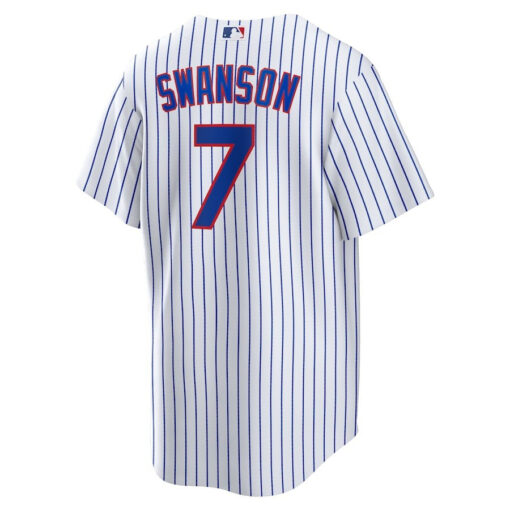 Dansby Swanson 7 Chicago Cubs Home Player Men Jersey - White/Royal - Image 3