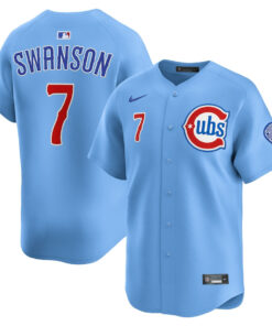 Dansby Swanson 7 Chicago Cubs Limited Alternate 2 Men Jersey - Baby Blue