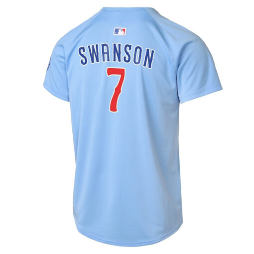 Dansby Swanson 7 Chicago Cubs Limited Alternate 2 YOUTH Jersey - Baby Blue - Image 2