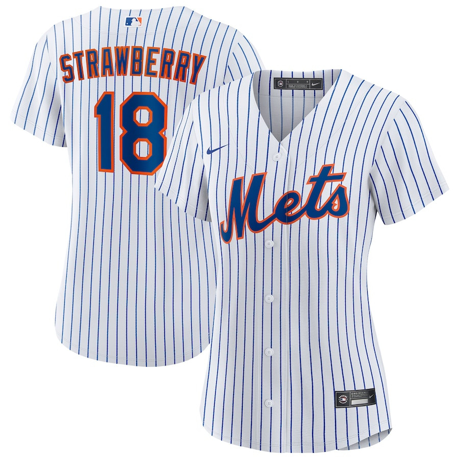 Darryl Strawberry 18 New York Mets Home Player Women Jersey - White
