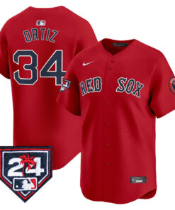 David Ortiz 34 Boston Red Sox 2024 Spring Training Men Jersey - Red