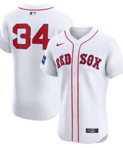 David Ortiz 34 Boston Red Sox Home Elite Sponsor Patch Player Men Jersey - White