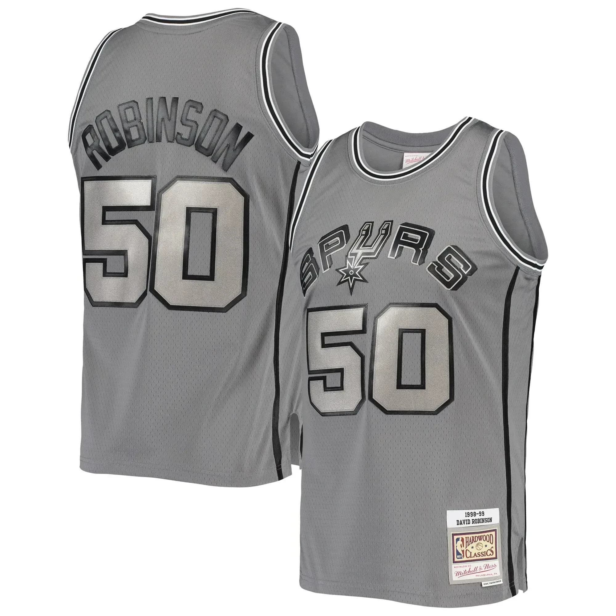 David Robinson San Antonio Spurs Mitchell & Ness Hardwood Classics Retired Player 1998/99 Metal Works Swingman Jersey â€“ Charcoal - JS970