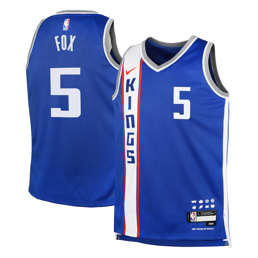 De'Aaron Fox 5 Sacramento Kings 2023/24 City Edition Swingman YOUTH Jersey - Blue - JS145