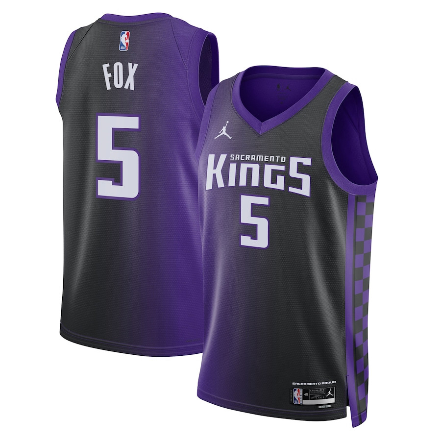 De'Aaron Fox 5 Sacramento Kings Unisex Swingman Jersey - Statement Edition - Purple/Black - JS514