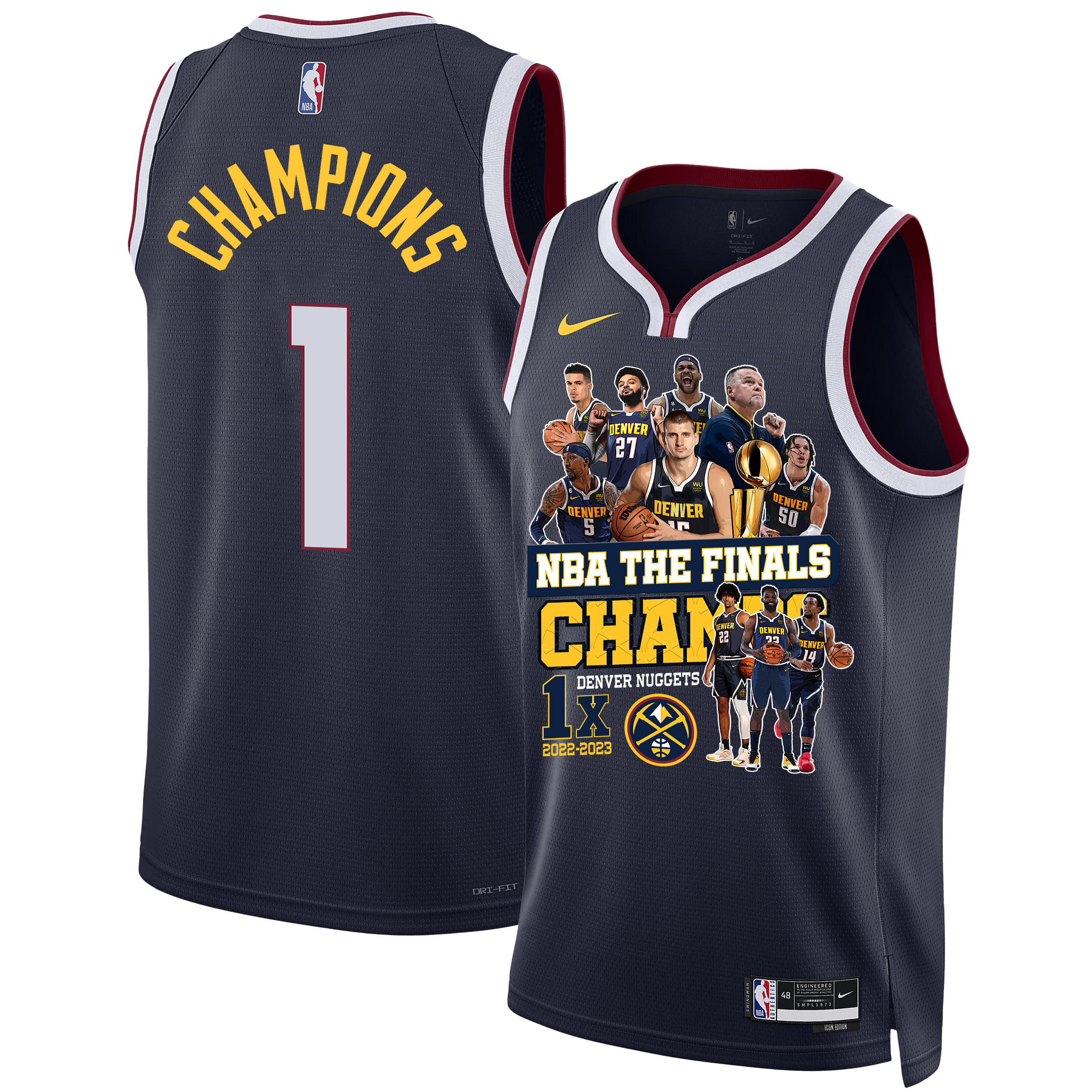 Denver Nuggets 1st NBA The Final Champions 2023 Swingman Jersey - Black - JS244