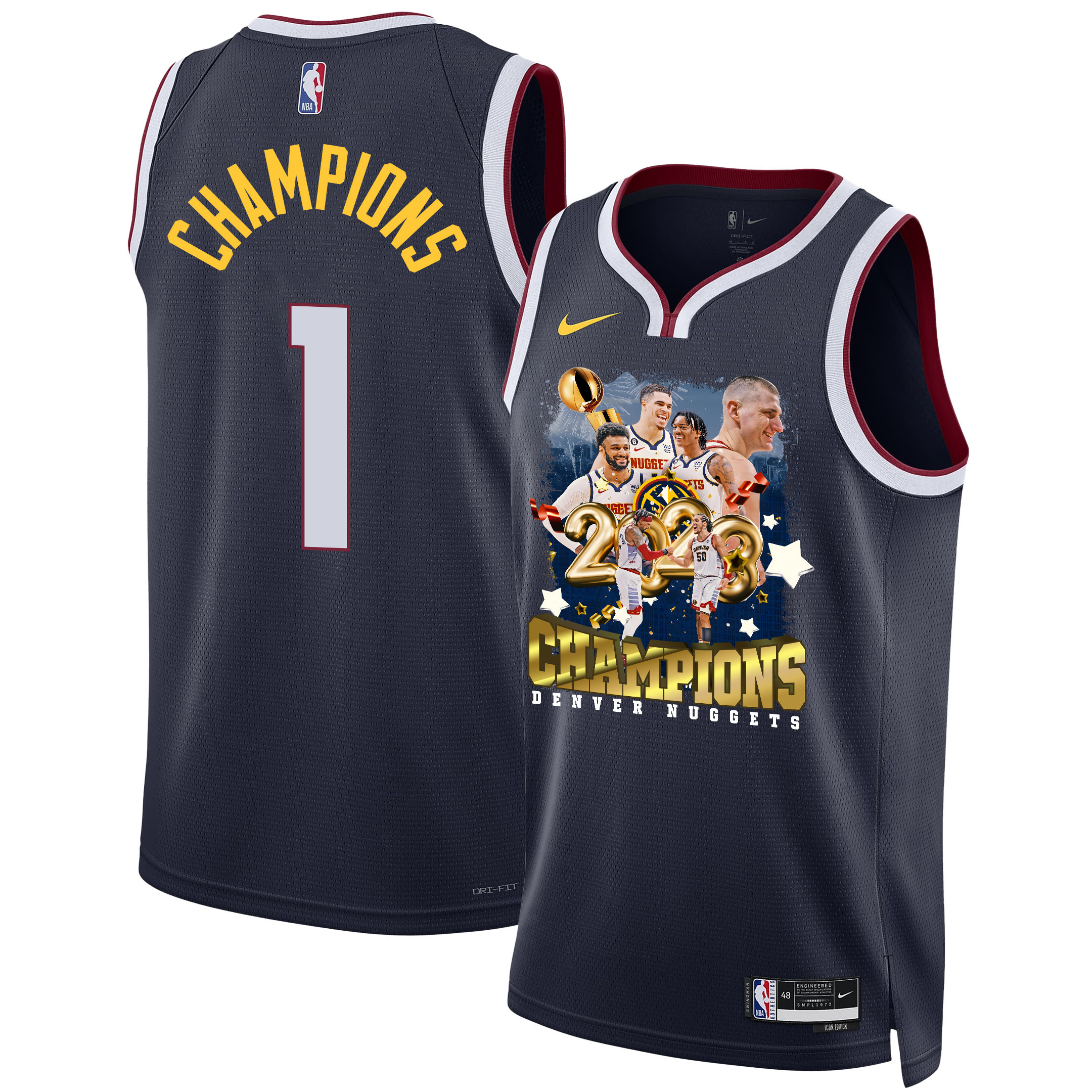 Denver Nuggets Celebrating 2023 Championship Victory Swingman Jersey - Black - JS860