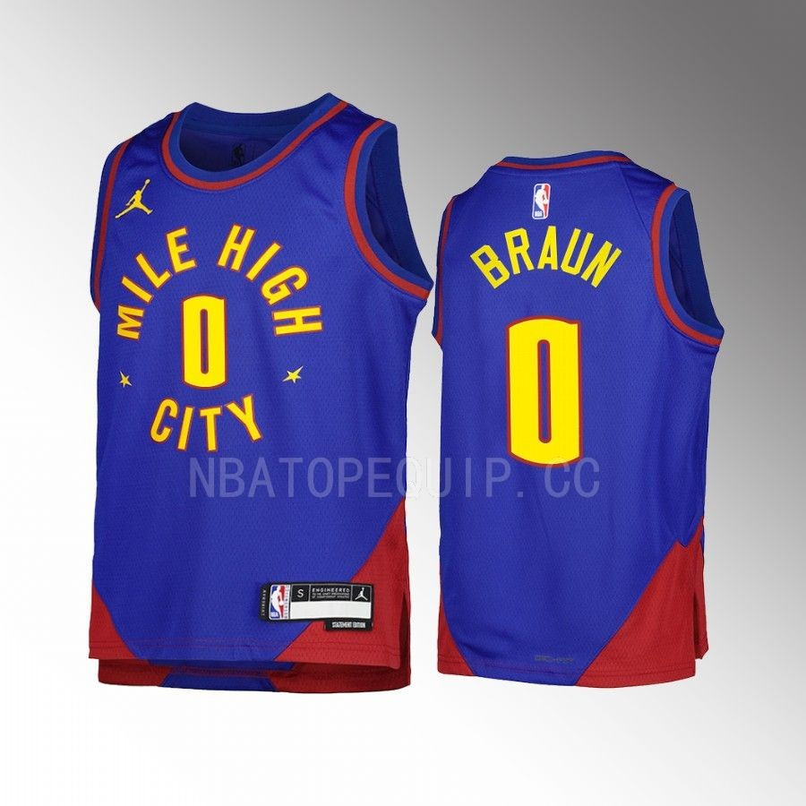 Denver Nuggets Christian Braun 0 Statement Edition Blue Youth Men Jersey Swingman - JS283