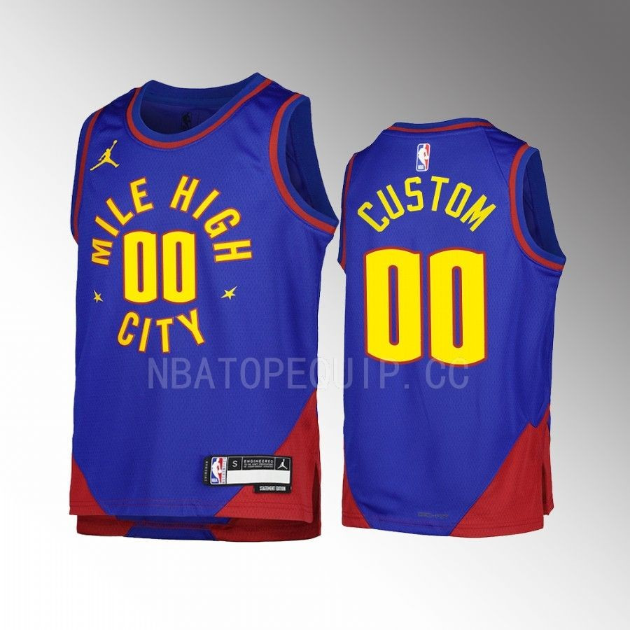 Denver Nuggets Custom 00 Statement Edition Blue Youth Men Jersey Swingman - JS785