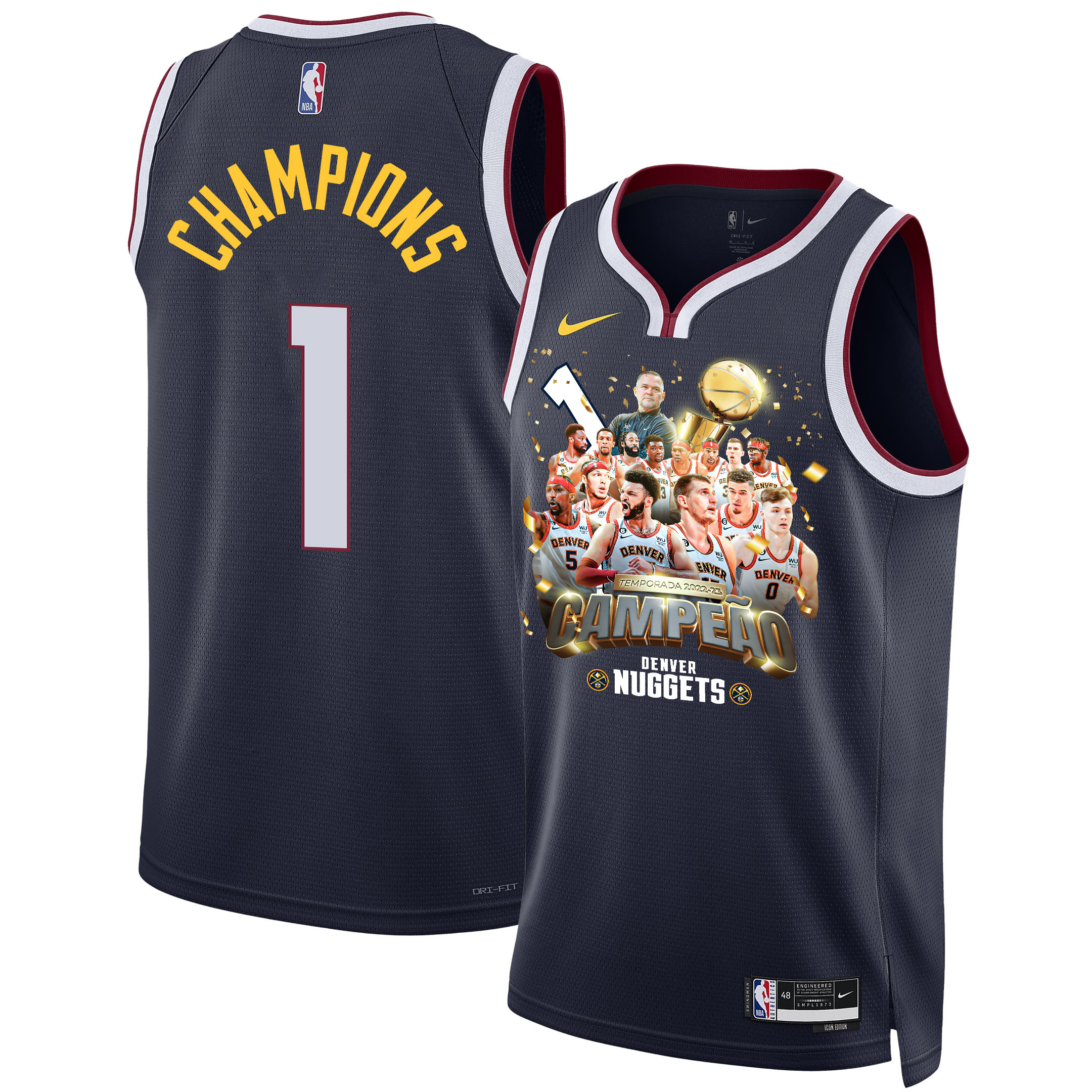 Denver Nuggets Journey To 1st Championship 2023 NBA The Finals Swingman Jersey - Black - JS587