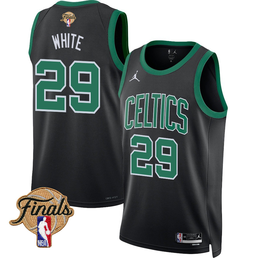 Derrick White 29 Boston Celtics 2024 FINALS PATCH Swingman Jersey - Statement Edition - Black - JS287