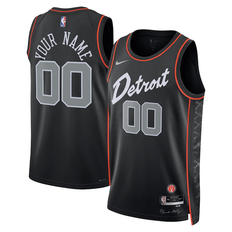 Detroit Pistons 2023/24 Swingman Jersey Customized - City Edition - Black - JS275