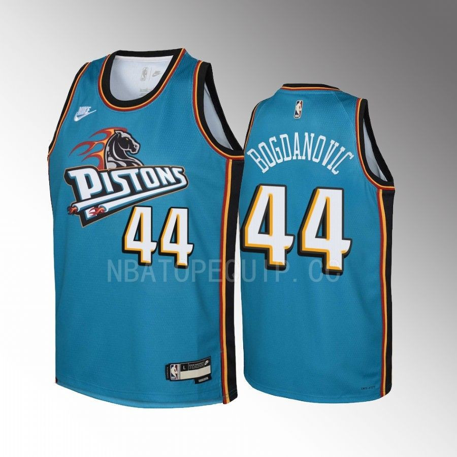 Detroit Pistons Bojan Bogdanovic 44 Classic Edition Teal Youth Jersey Swingman - JS592