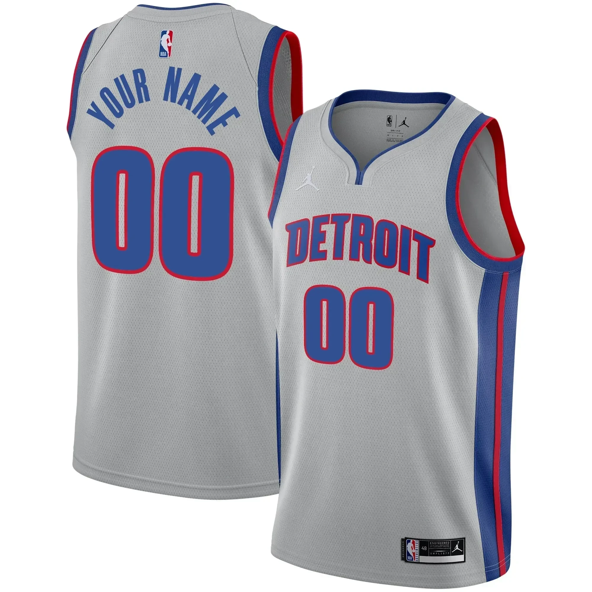 Detroit Pistons Swingman Custom Jersey - Statement Edition - Gray - JS368