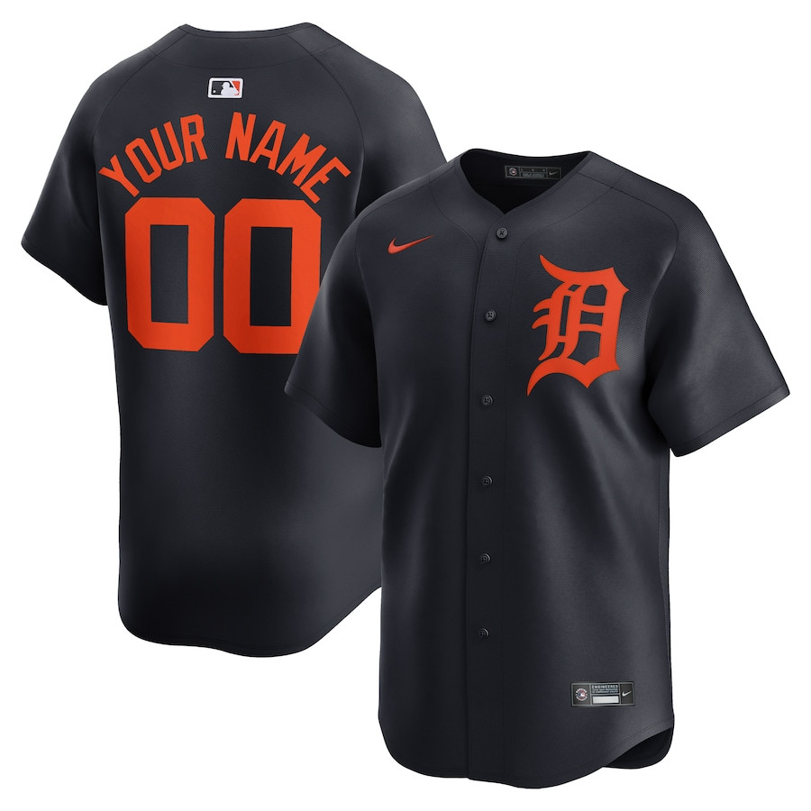 Detroit Tigers Alternate Limited Custom Men Jersey - Navy