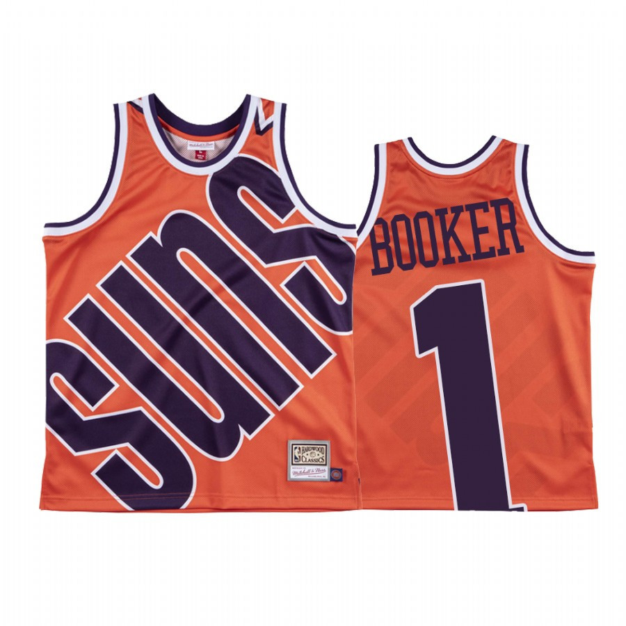 Devin Booker 1 Phoenix Suns Hardwood Classics Orange Big Face Jersey - JS818