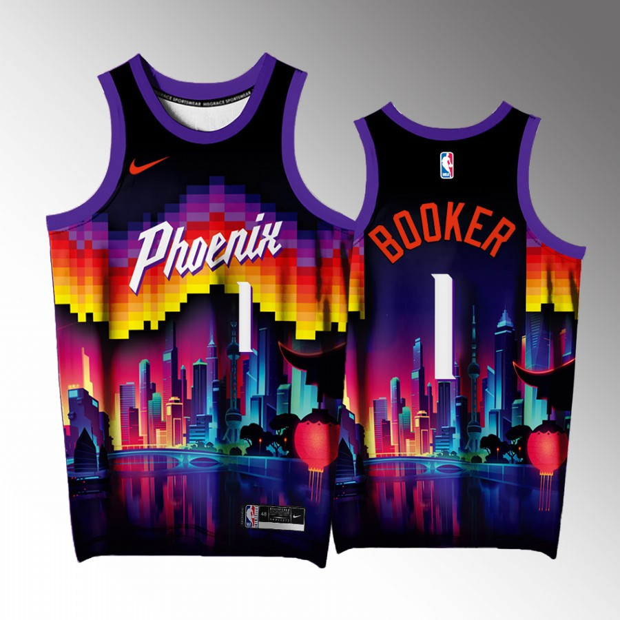 Devin Booker 1 Phoenix Suns Purple Jersey Arizona City Exclusive Edition - JS859