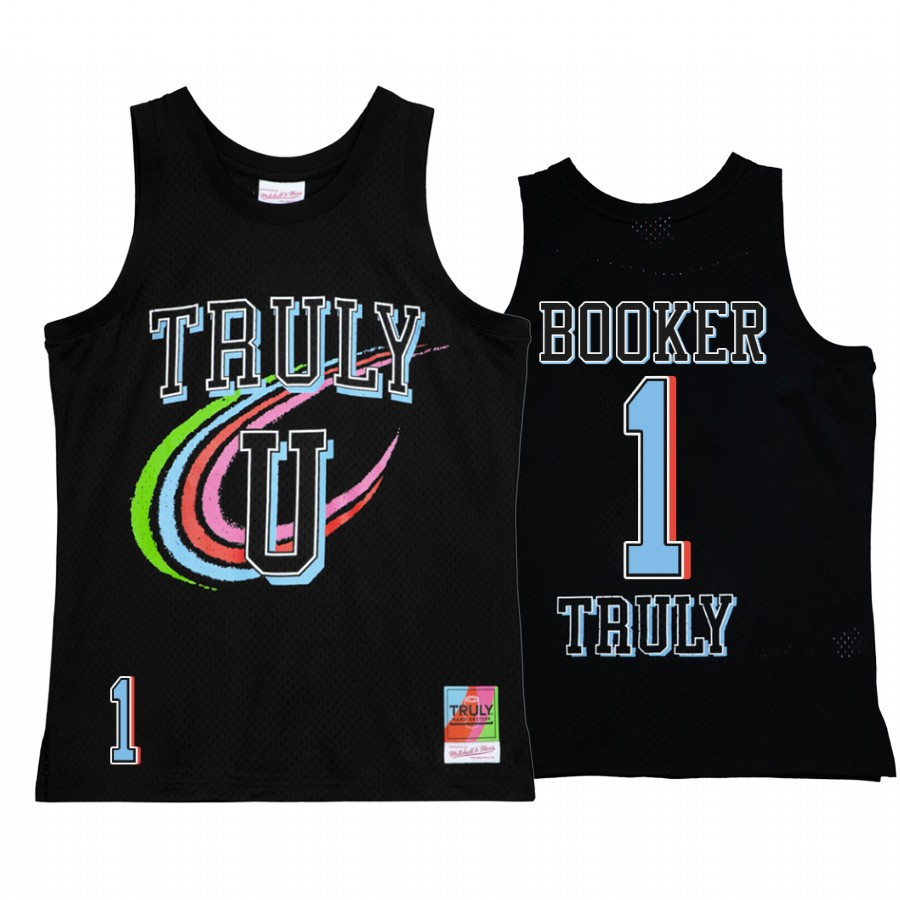 Devin Booker 1 Phoenix Suns Truly U Black Jersey Mitchell Ness Tank - JS840
