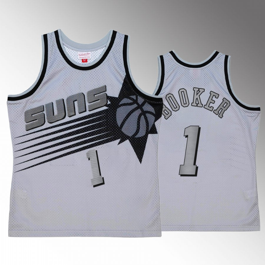 Devin Booker 1 Space Knit Jersey Phoenix Suns Grey Hardwood Classics Men Jersey - JS151