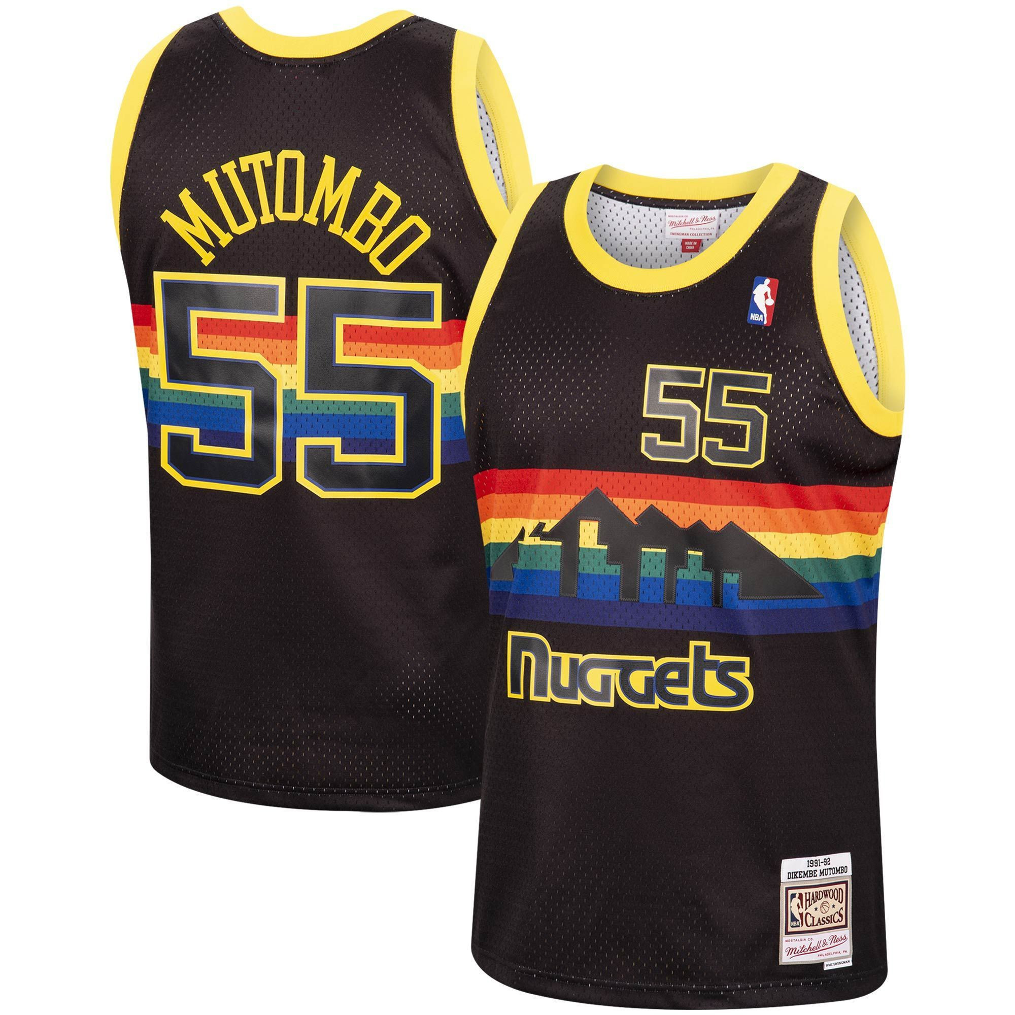 Dikembe Mutombo Denver Nuggets Mitchell & Ness 1991-92 Hardwood Classics Reload Swingman Jersey - Black - JS791