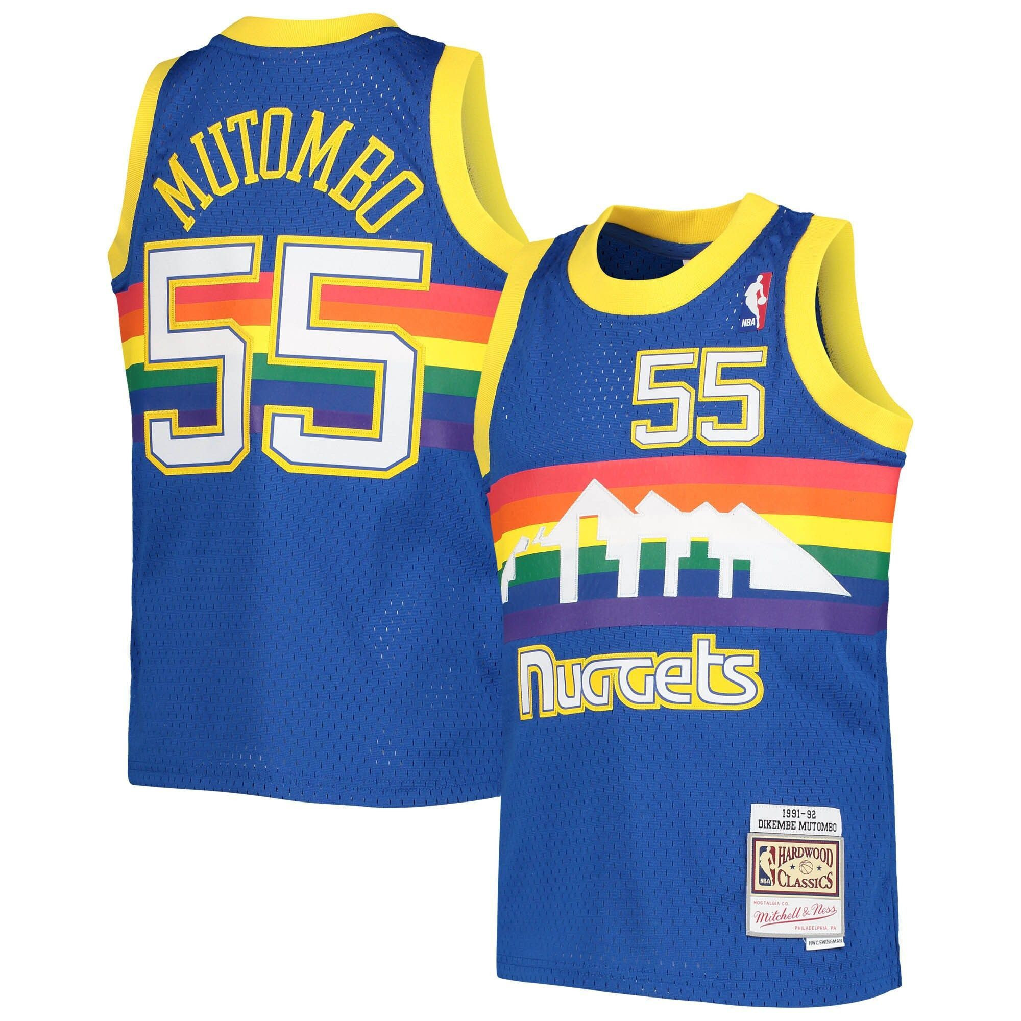 Dikembe Mutombo Denver Nuggets Mitchell & Ness Youth 1991-92 Hardwood Classics Swingman Jersey - Royal - JS780