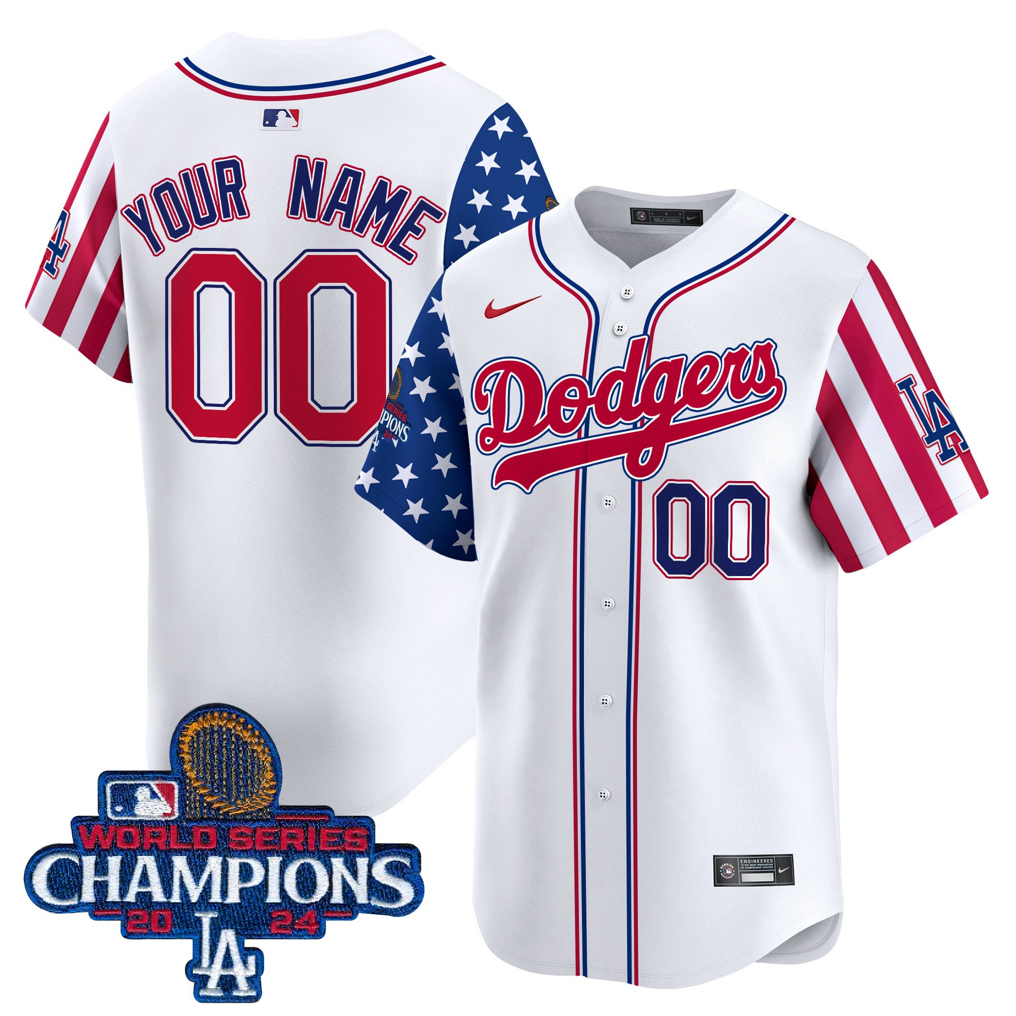 Dodgers American Style 2024 World Series Champions Vapor Premier Limited Custom Jersey