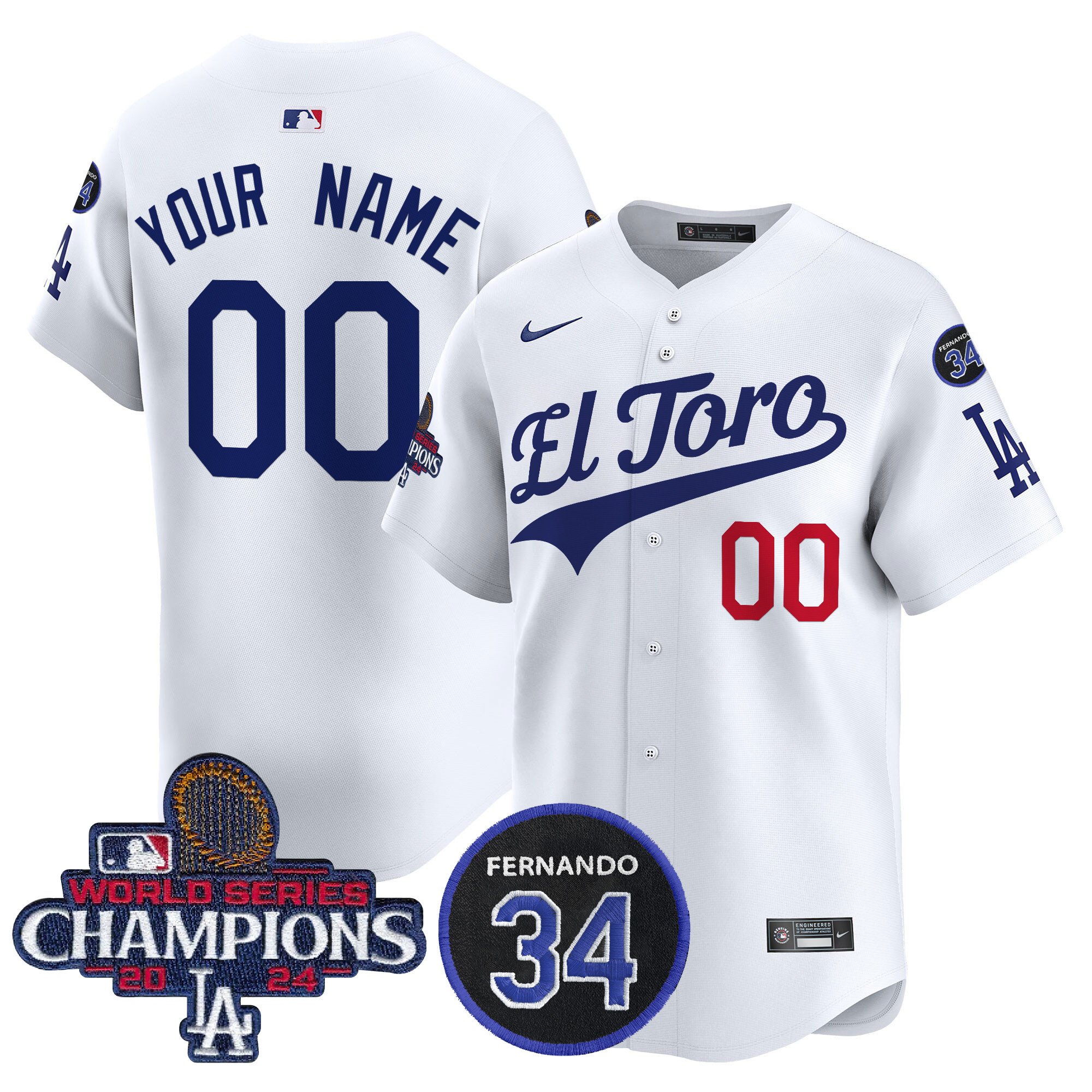 Dodgers El Toro 2024 World Series Patch Vapor Premier Limited Custom Jersey