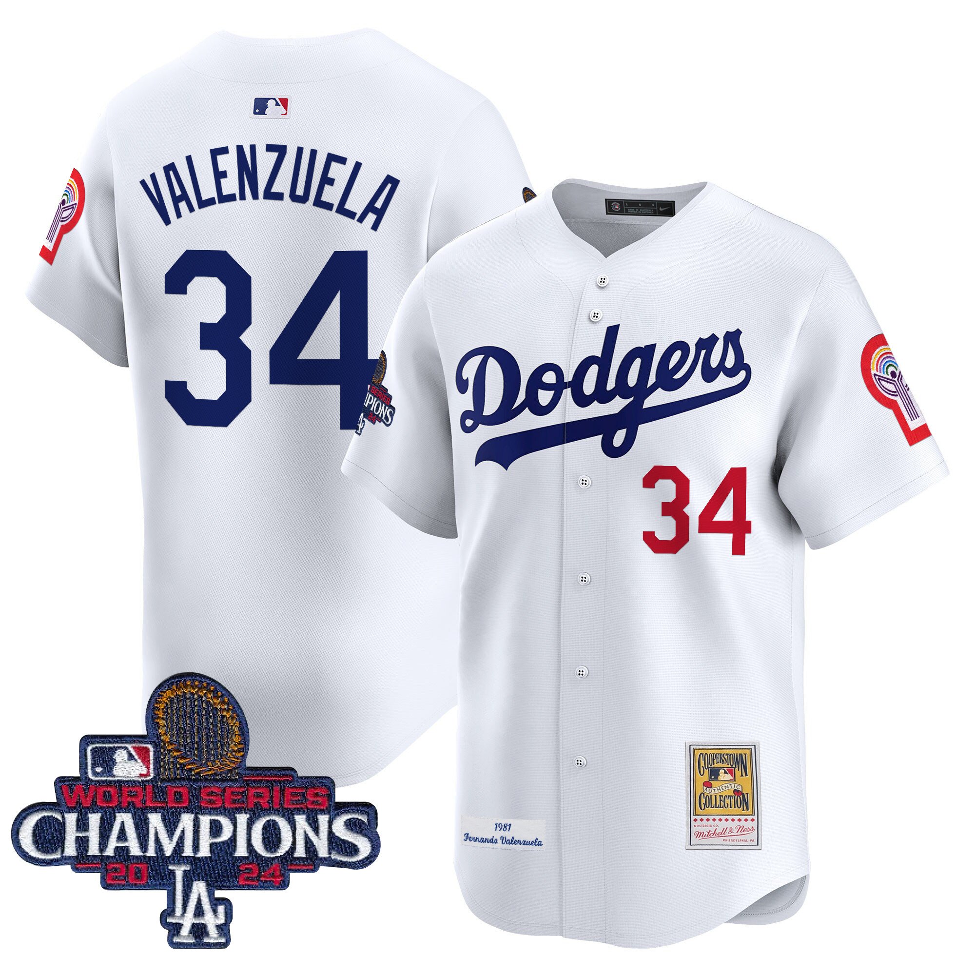 Dodgers Fernando 1981 & 2024 World Series Champions Patch Cooperstown Jersey