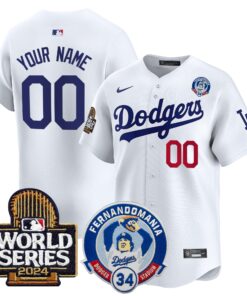 Dodgers Fernando Valenzuela & 2024 World Series Patch Vapor Premier Limited Custom Jersey V3