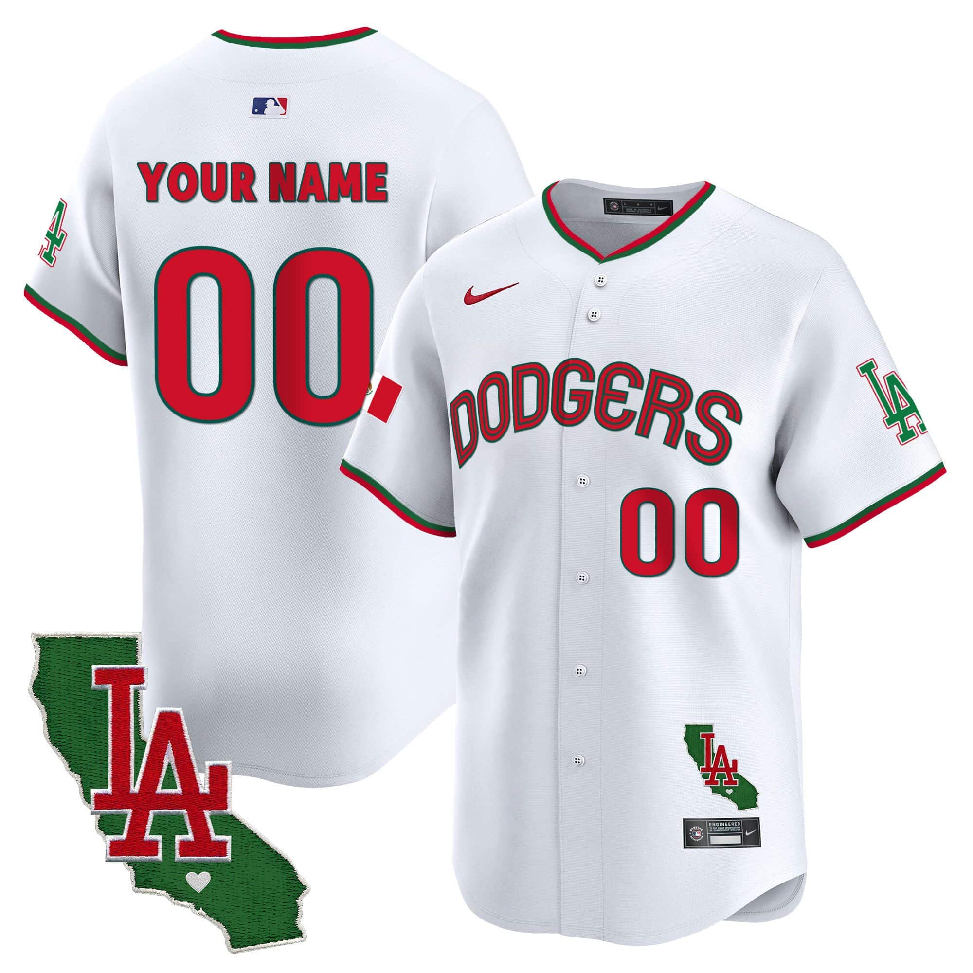 Dodgers Mexico California Patch Vapor Premier Limited Custom Jersey V3