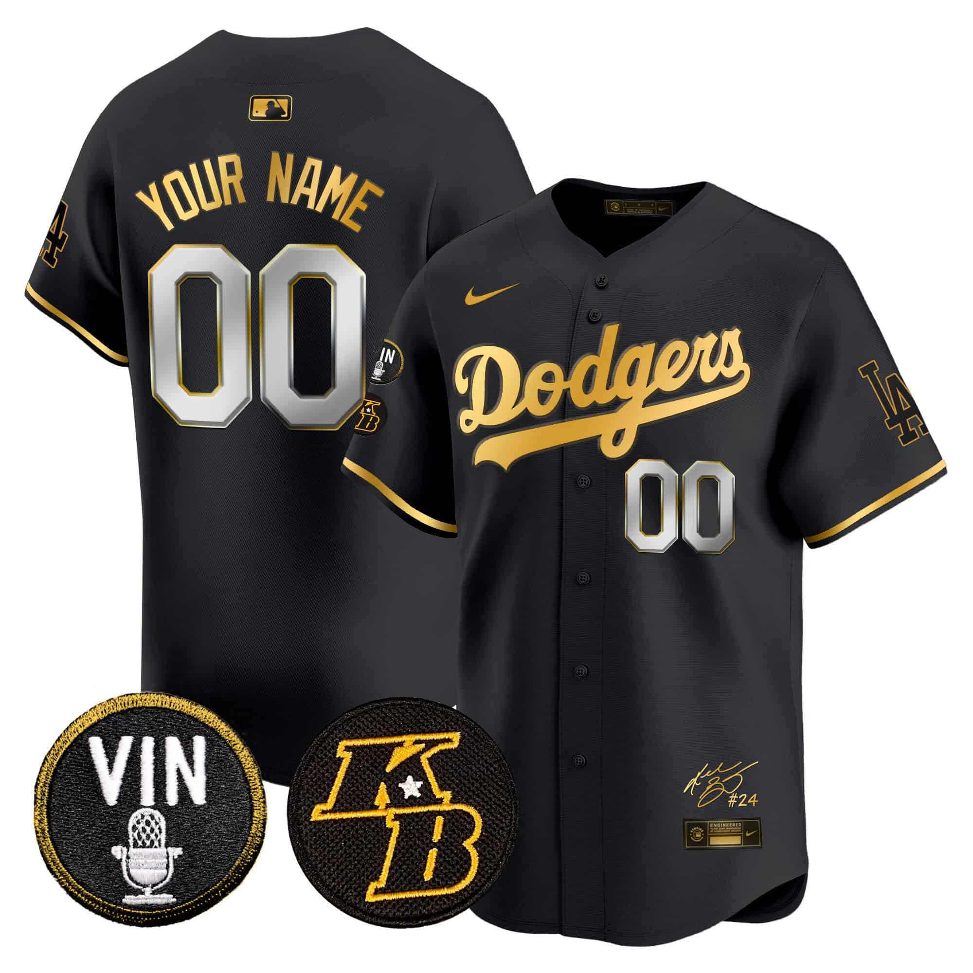 Dodgers Vin Patch & Kobe Bryant Signature Vapor Premier Limited Custom Jersey