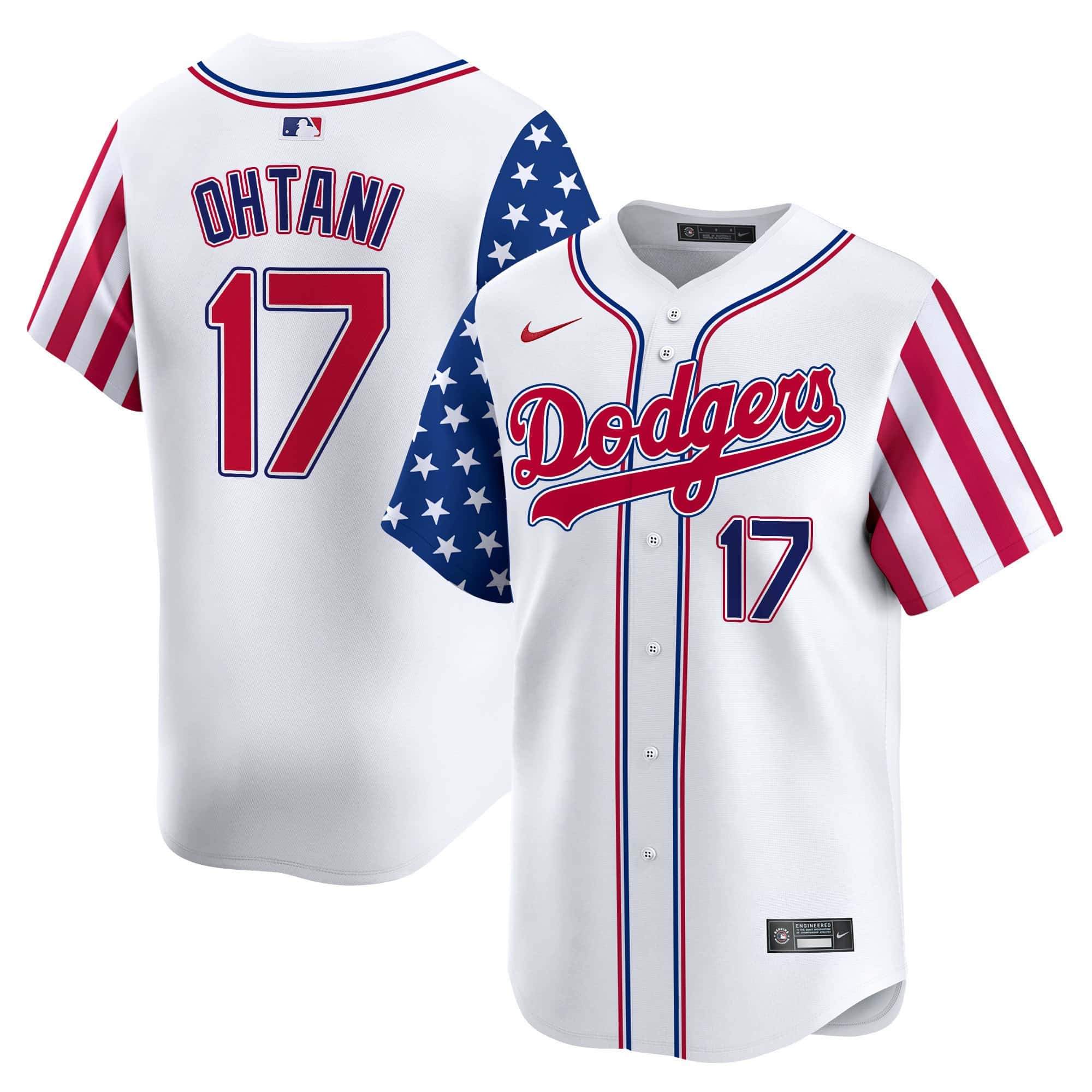 Dodgers White 2024 Independence Day Vapor Premier Limited Jersey V2
