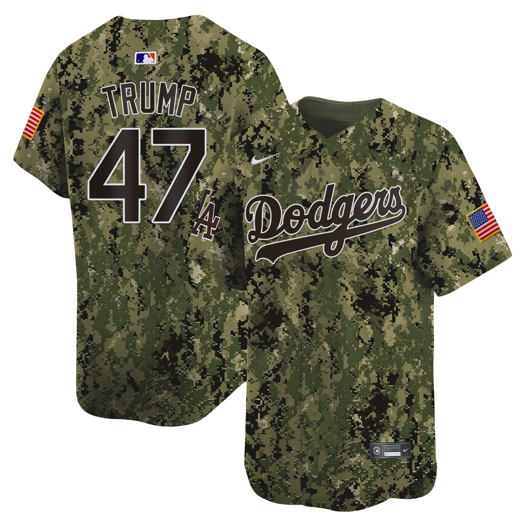 Donald Trump 47 Los Angeles Dodgers USMC Alternate Limited Men Jersey - Woodland