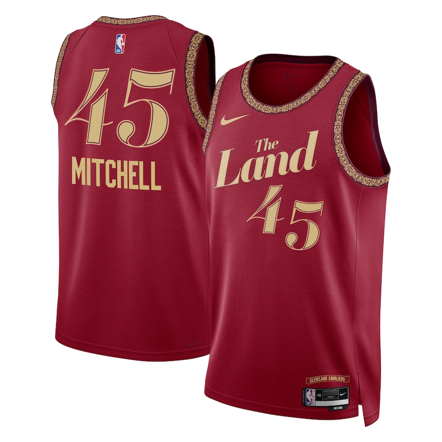 Donovan Mitchell 45 Cleveland Cavaliers 2023/24 City Edition Swingman Jersey - Wine - JS838