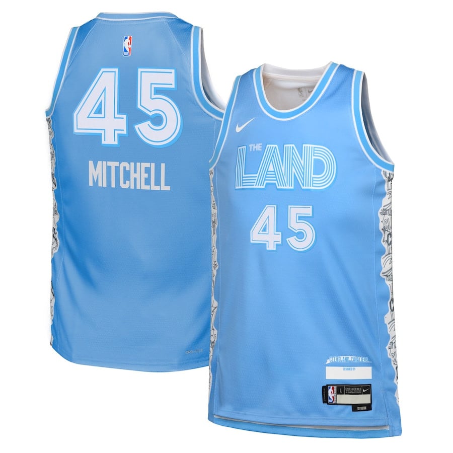 Donovan Mitchell 45 Cleveland Cavaliers 2024/25 Swingman Player YOUTH Jersey - City Edition - Light Blue - JS440