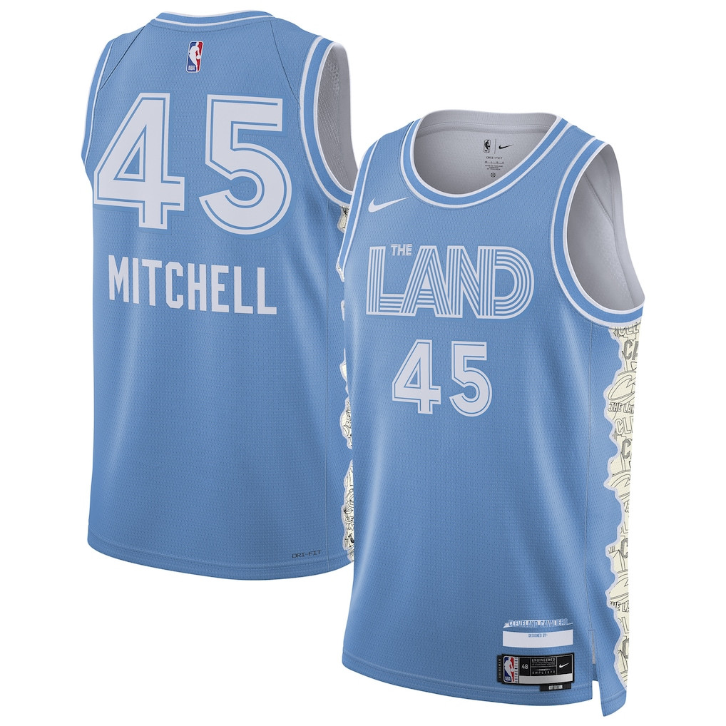 Donovan Mitchell 45 Cleveland Cavaliers Unisex 2024/25 Swingman Player Jersey - City Edition - Light Blue - JS845