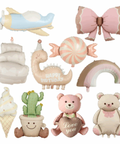 Cute Matte Rainbow Cake Bear Foil Balloon Kids Adult Birthday Party Decorations Cartoon Bow Candy Ice Cream Balloons Globos