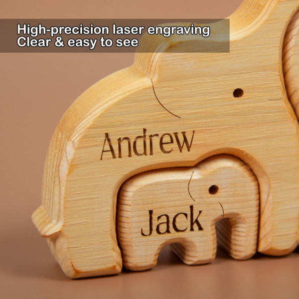 Personalized Wooden Elephant Family Puzzle - Custom Engraved 2-6 Person Animal Figurines, Home Decor - Image 7
