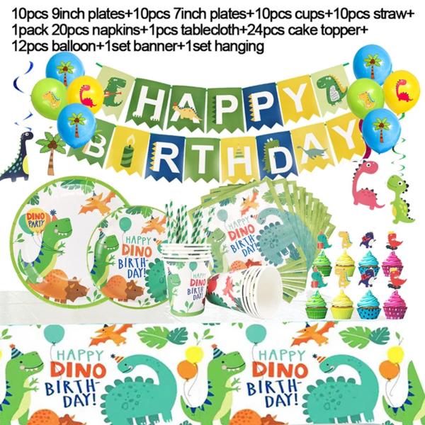 Dinosaur Party Supplies Dinosaur Tableware Set Happy Birthday Party Decorations Kids Boy Jungle Safari Party Baby Shower Favors - Image 7