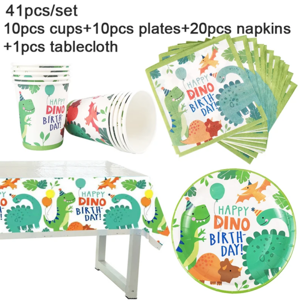 Dinosaur Party Supplies Dinosaur Tableware Set Happy Birthday Party Decorations Kids Boy Jungle Safari Party Baby Shower Favors - Image 6