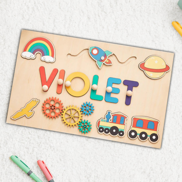 Personalized Wooden Busy Board Name Puzzle - Image 5