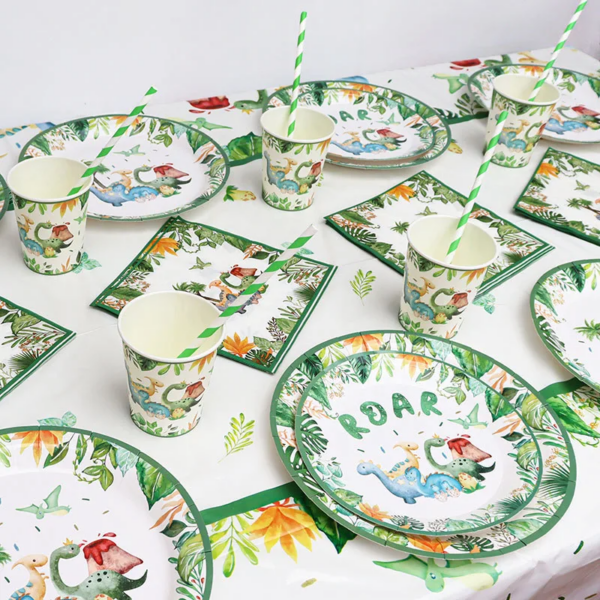 Dinosaur Party Supplies Dinosaur Tableware Set Happy Birthday Party Decorations Kids Boy Jungle Safari Party Baby Shower Favors - Image 5